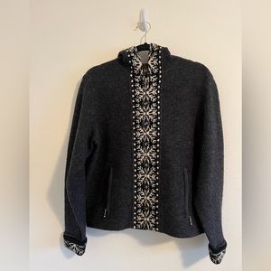 WOOLRICH 100% Wool Zip Up Snowflake Sweater L